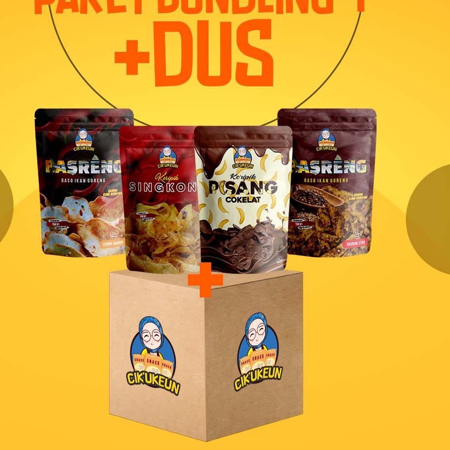 

Barang keren--CIKUKEUN - BUNDLING 4 + DUS - Basreng Stick Keripik Singkong Pisang - Pedas Manis Gurih
