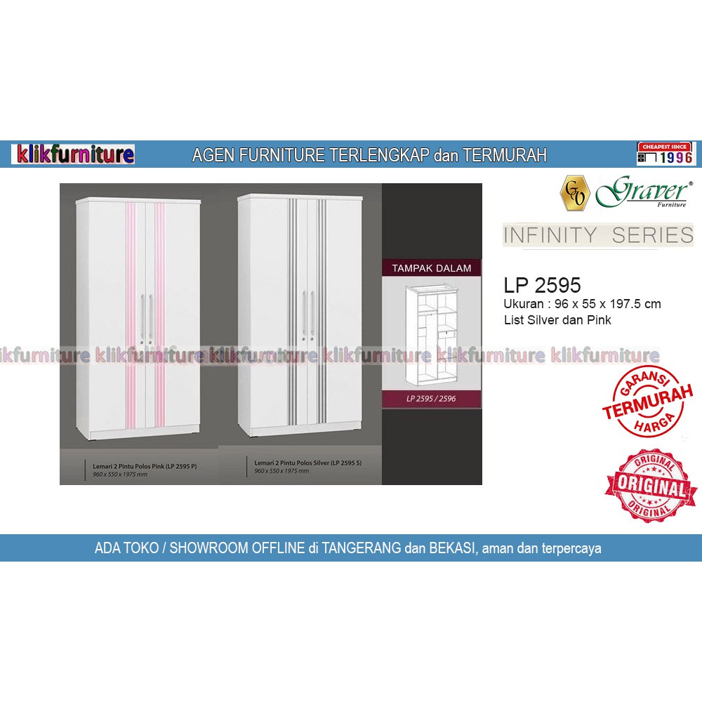 LP 2595 Graver Lemari Pakaian 2 Pintu INFINITY