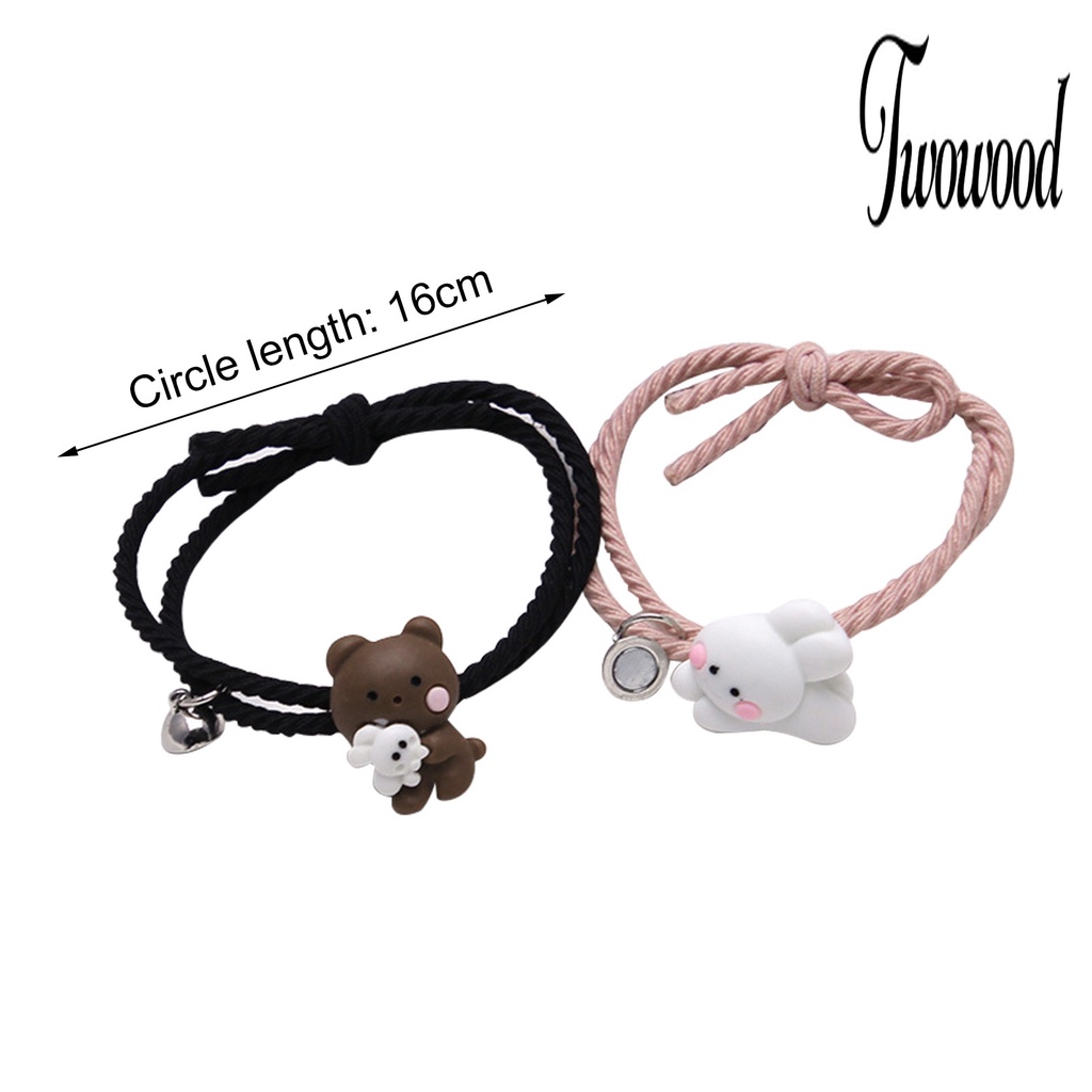 2pcs Gelang Pasangan Desain Kartun Untuk Hari Valentine