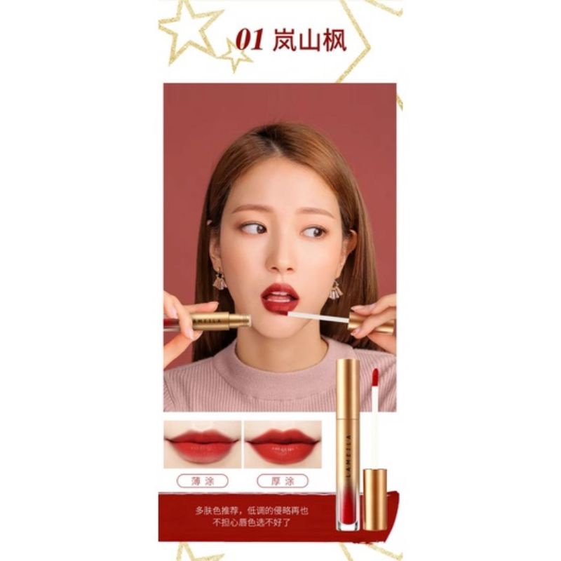 Lameila Gold Silky Lip Glaze / Lameila Lipstik Cair Pelembab Bibir Tahan Air &amp; Tahan Lama / Lip Gloss Murah Tahan Lama / Lipstick Matte / Lip Glaze Tahan Air Tahan Lama / Lipstik Tahan Air / Lipstik Tahan Lama / Lipstik Korea / Lipstik Pelembab Bibir