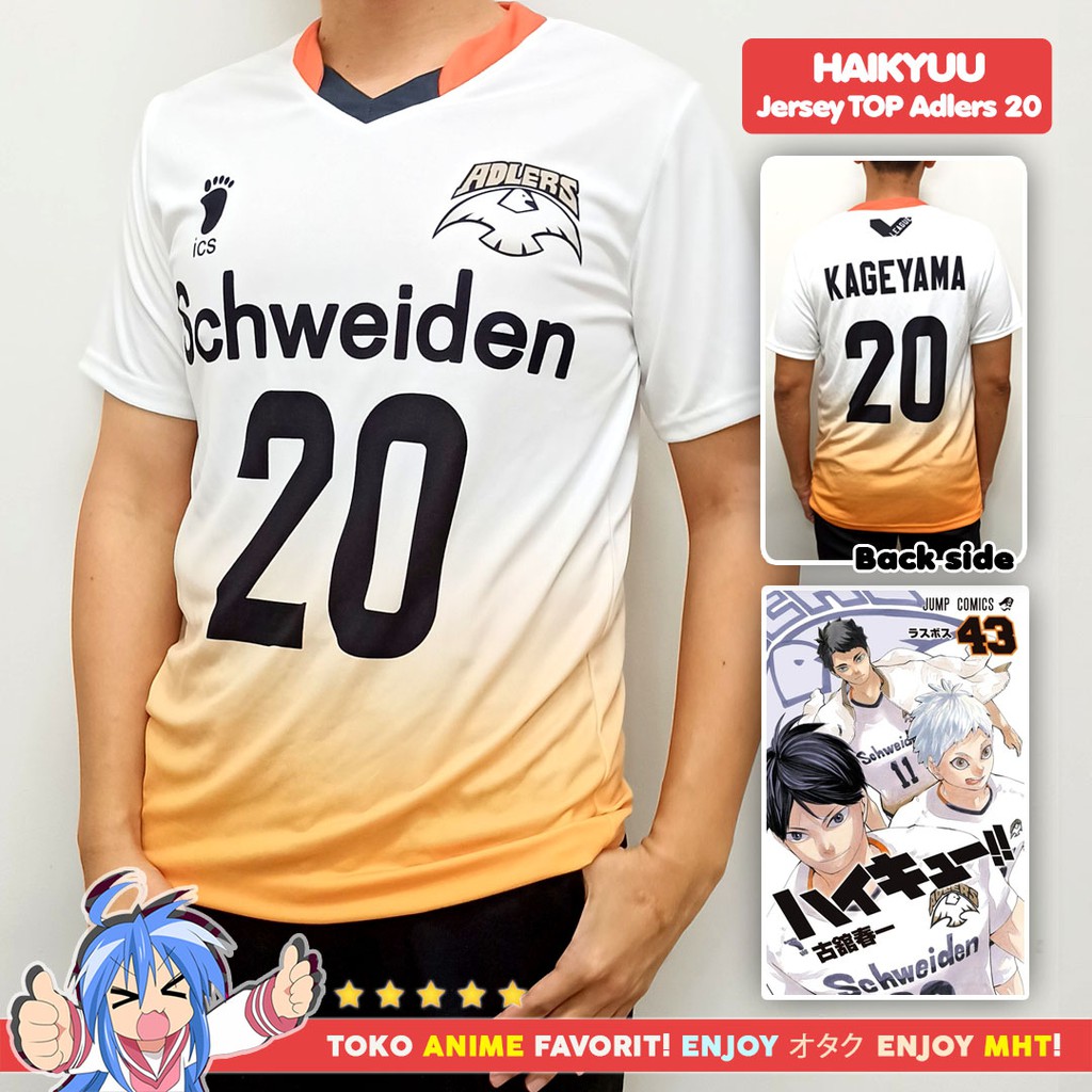 Kostum Anime Cosplay Haikyuu Kaos Atasan Jersey Schweiden Adlers