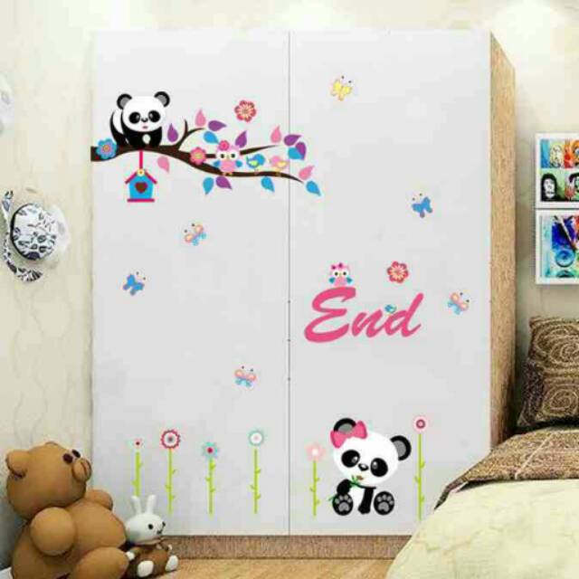Wallsticker Panda Ends/ stiker dinding/ dekorasi kamar/ binatang/ hiasan/ animal/ ranting/ anak