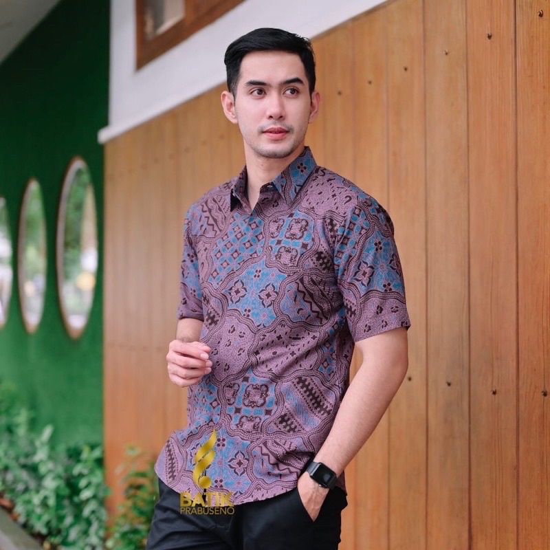 BATIK PRIA LENGAN PENDEK FULL PURING BAHAN TEBAL