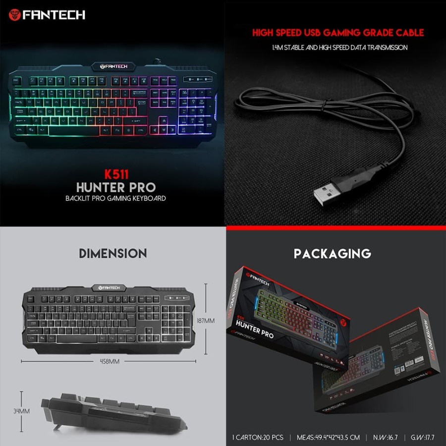 Keyboard Gaming Fantech HUNTER PRO K511