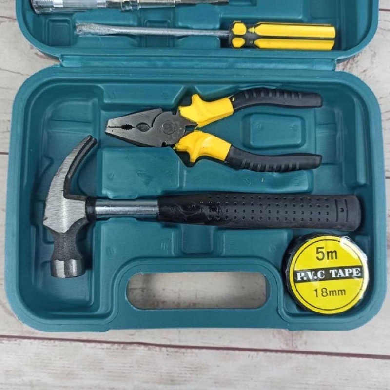 Peralatan Set Perkakas Palu Tang Obeng Cutter Meteran 8 in 1.....