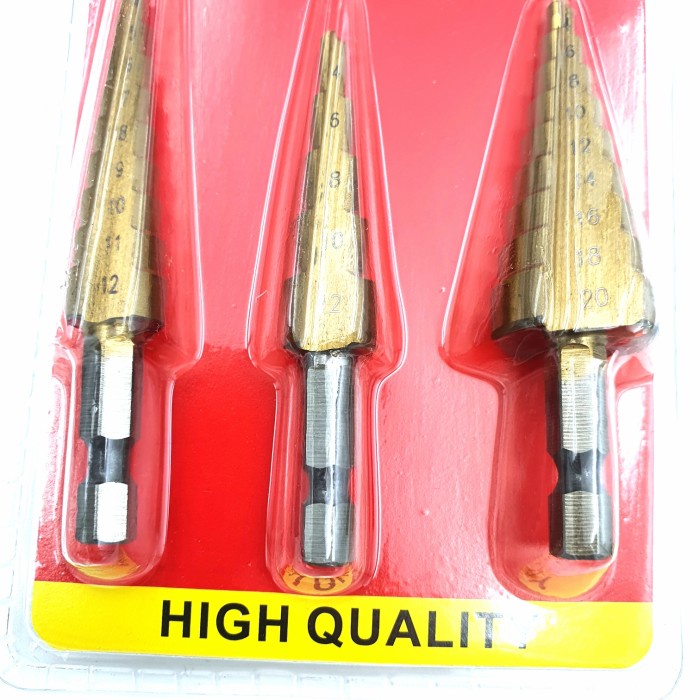 Mata Bor Pagoda set 3-20mm HSS drill kerucut lubang besi baja kayu