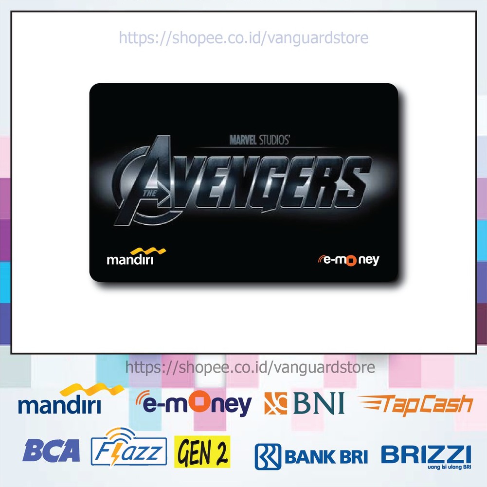 KARTU E MONEY E TOLL LOGO AVENGERS SUPERHERO ANIME 18 EMONEY MANDIRI FLAZZ BCA BNI TAPCASH BRIZZI