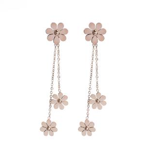 Anting Bentuk Bunga Bahan Titanium  Steel Warna  Rose Gold  