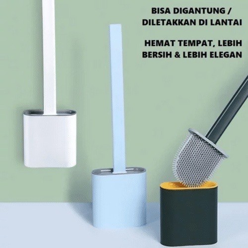 BOS - BRUSH TOILET SILICON | SIKAT WC / CLOSET DENGAN KOTAK TEMPEL DINDING