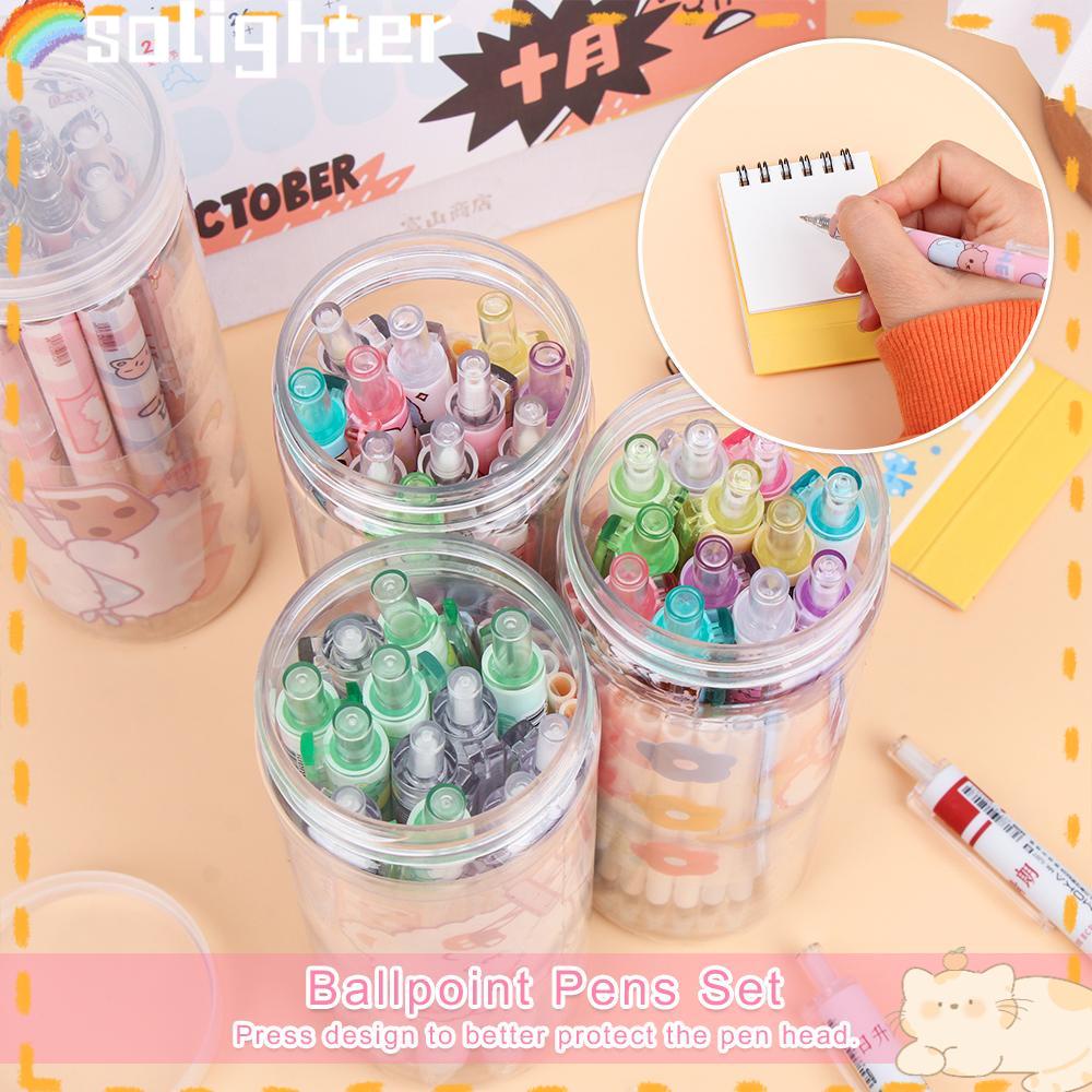 Solighter 12PCS / Set Bolpoin Gel Isi Ulang Motif Kartun Hewan Untuk Stationery Kantor