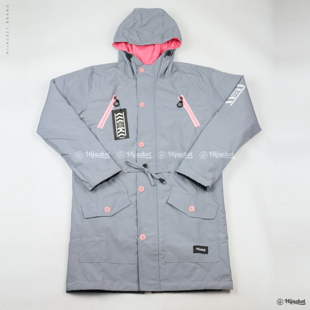 Hijacket Original Montix Jaket Muslimah Hijaket Jaket Parka Jaket Parasut Wanita Muslimah-GREY
