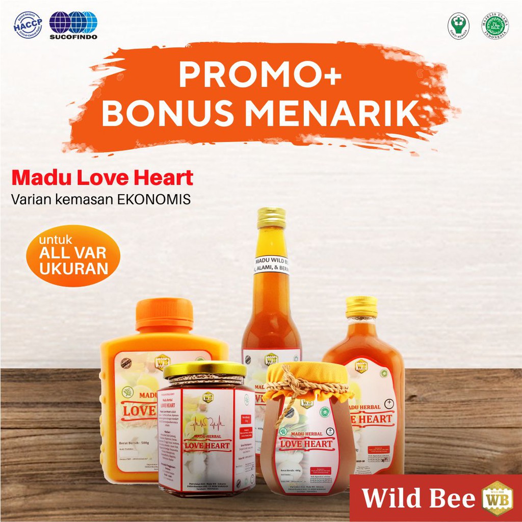 

Madu Love Heart / Madu Herbal kemasan sedang - Garansi Asli - Wild Bee