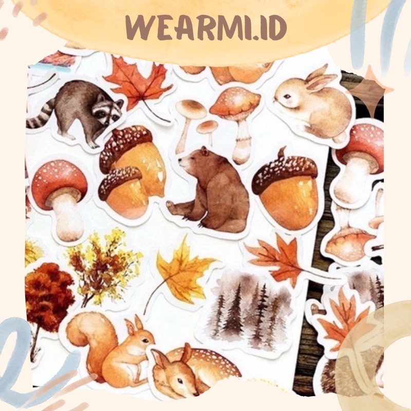 

46 Pcs Deco Sticker Planner DIY Scrapbook Stiker Dekor Kotak Autumn Fall Season Daun