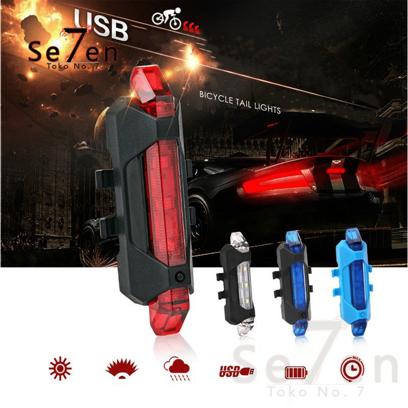 Rechargeable LED Bicycle Taillight Waterproof 4 Modes Bike Cycling Rear Safety Warning Lamp