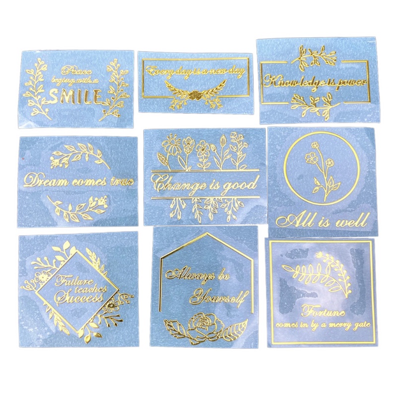 SIY  Golden Printing Sticker Epoxy Flower Series Blessing Sticker Gold-plated Peel-off Sticker for Scrapbook Journal