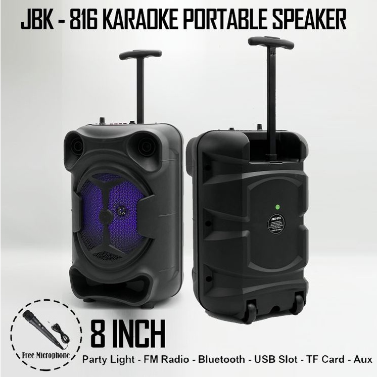 SPEAKER KARAOKE MODEL KOPER JBK 816 SPEAKER KARAOKE LED FREE MIC