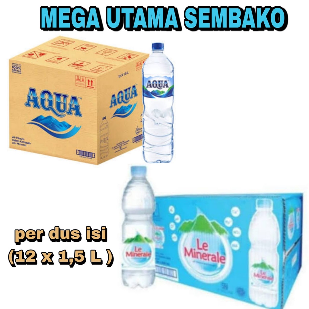 

Aqua/ Vit/ le minerale 1,5 liter perdus isi 12 botol