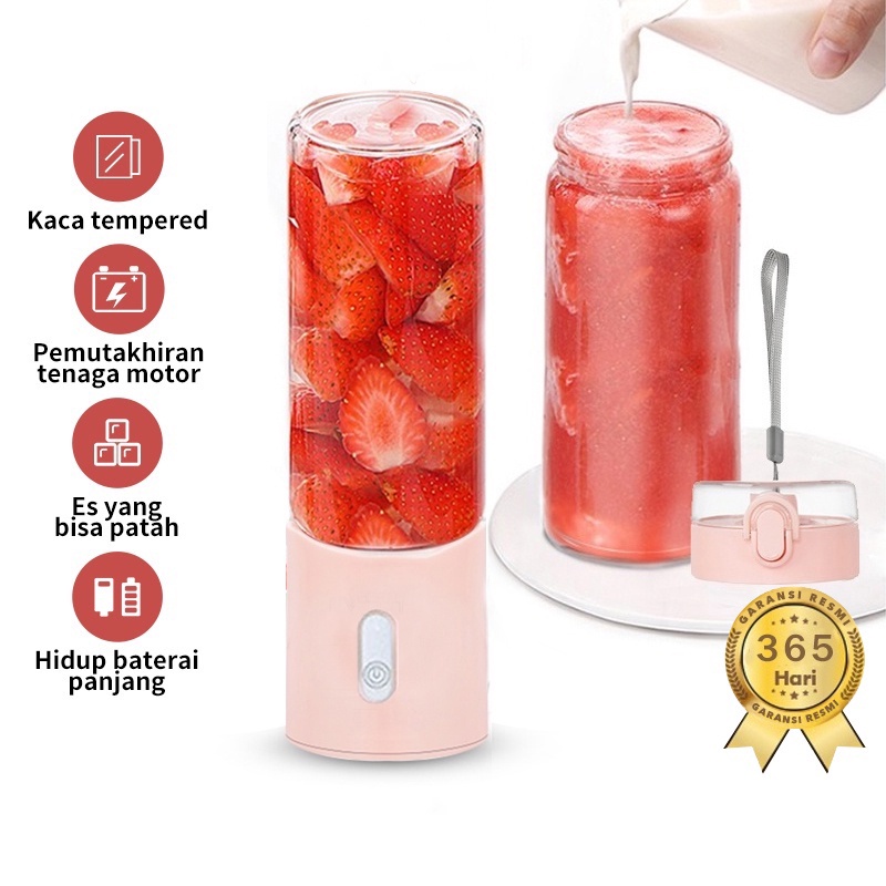 【BetterSeller】 JUICER BLENDER PORTABLE//USB 400ML//MINI JUICER  4 Mata Pisau Kaca Tebal