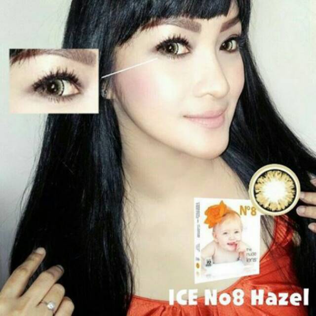 Softlens Ice N8 Baby Big Eye 16mm Normal Minus Lensa Kontak Blue Brown Green Pink Grey Wisuda Weddin