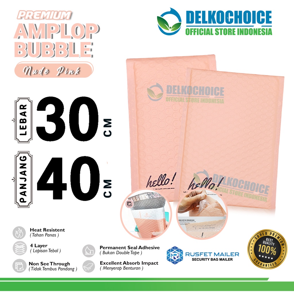 

Amplop Bubble Mailer PINK 30x40cm Bubblewrap MERAH MUDA Packing Online Envelope Rusfet PREMIUM / SATUAN