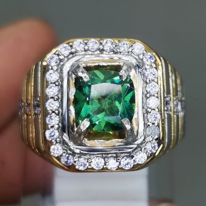 Cincin Batu Akik Natural Green Topas Hijau Asli