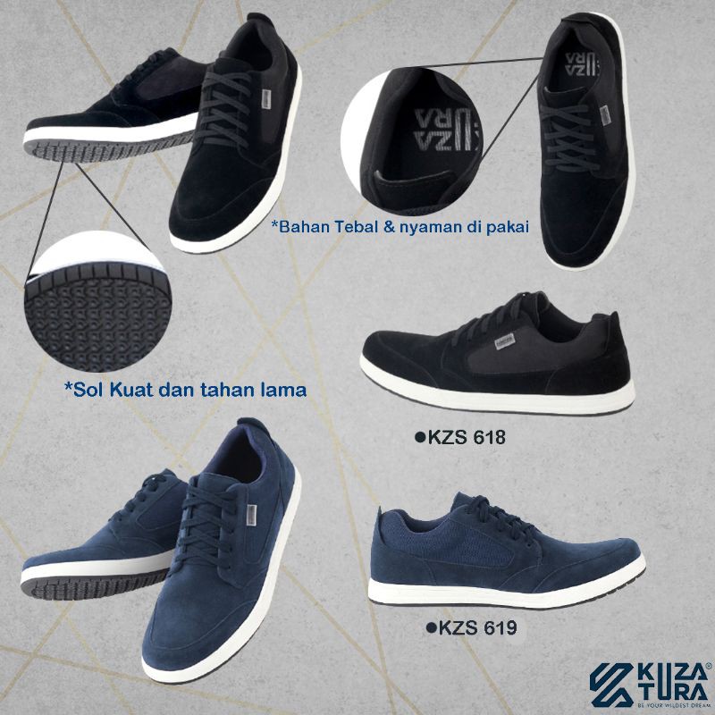 Sepatu Sneakers Casual Pria Tali Kulit Suede Premium Original Murah Keren