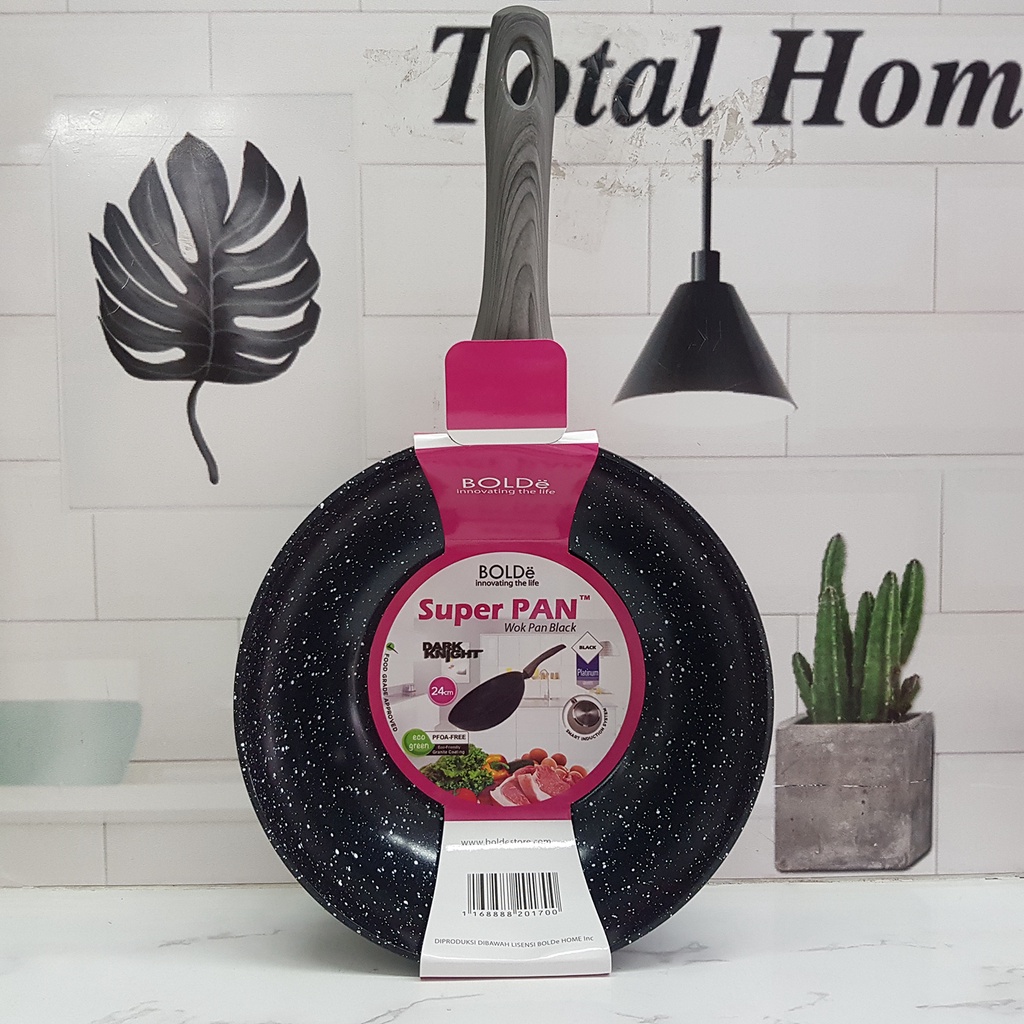 BOLDe Wok Panci Dalam Keramik Bergagang Warna Krim Black 24 cm