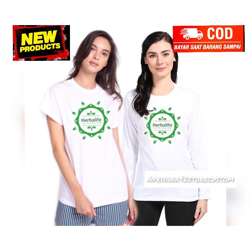 KAOS BAJU HERBALIFE WANITA LENGAN PANJANG PENDEK KAOS JUMBO OVERSIZE KATUN COMBAT 24S AP00018 HERBAL