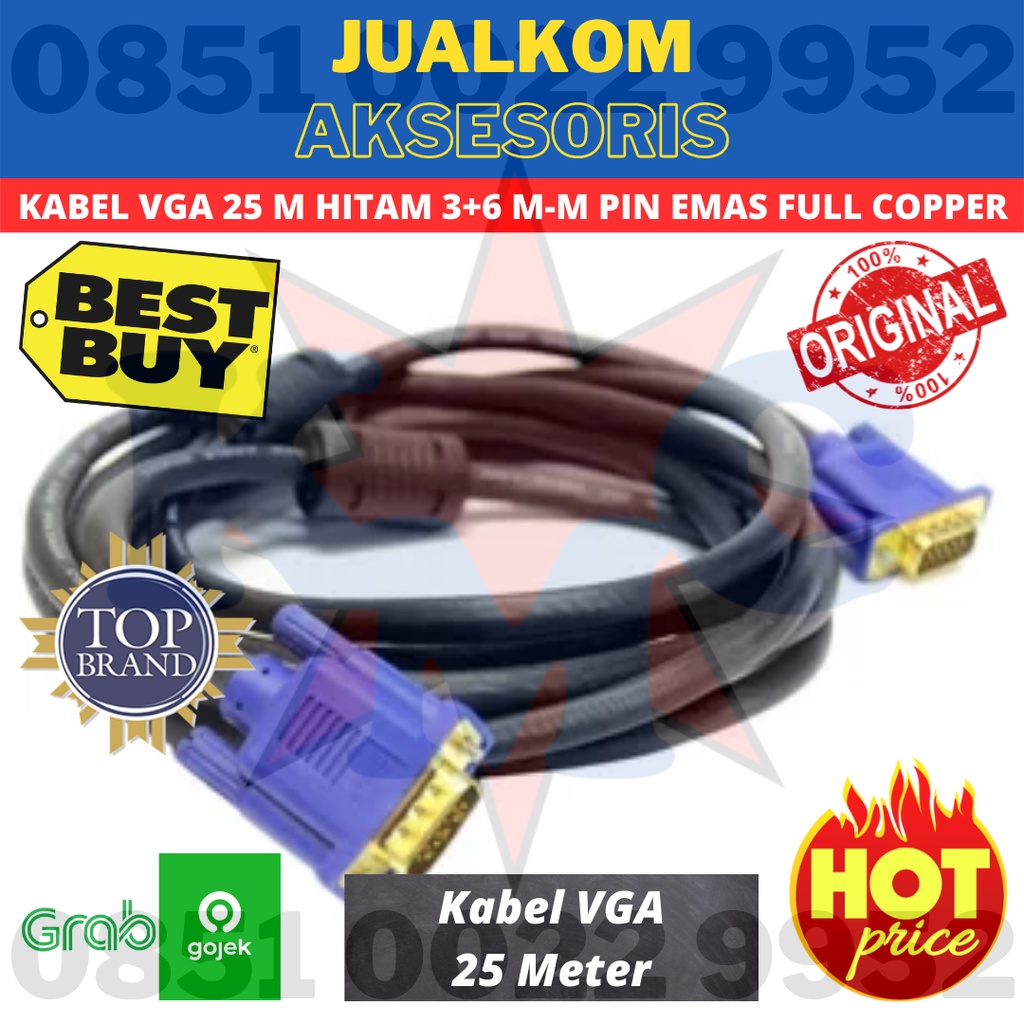 KABEL VGA 25M HIGH QUALITY FULL COPPER GOLD PIN VGA 25 METER VGA 25 M