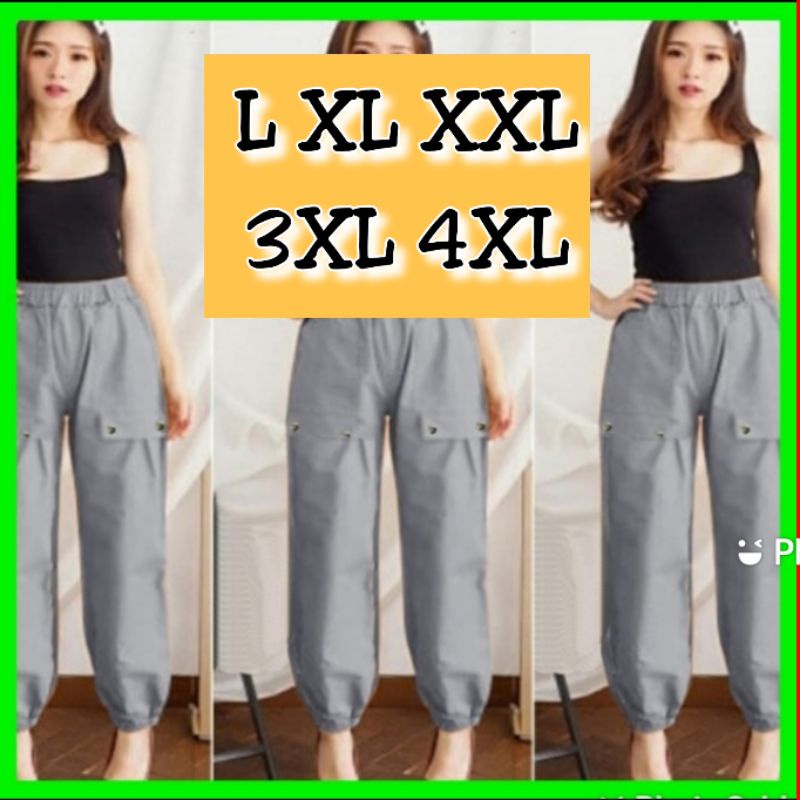 SIZE JUMBO celana CARGO wanita model Korea style - Celana Cewek Korea - Celana perempuan Gaya korea