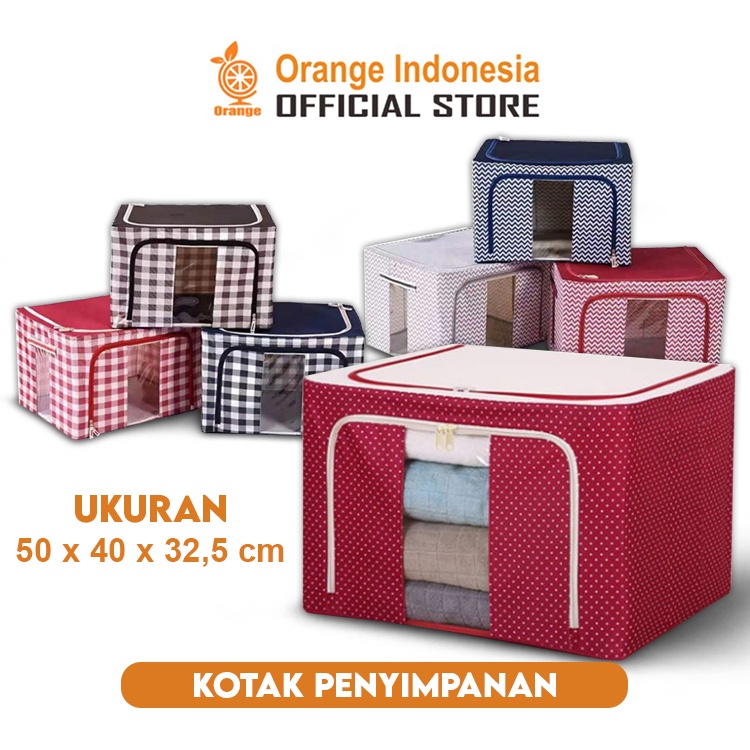 WHI Kotak Penyimpanan Multifungsi Organizer Serbaguna Storage Box 66L Double Zipper Frame Baja Large Besar Multifungsi Termurah