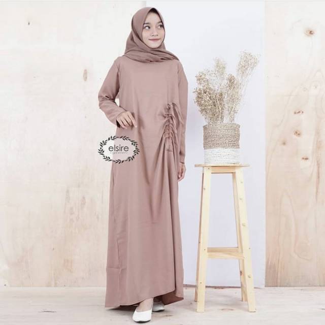 Gamis muslim aksen serut larissa dress polos Banda Aceh