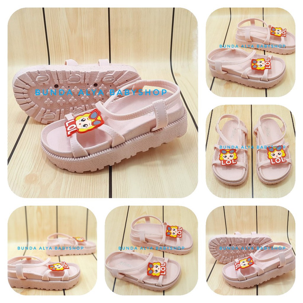 Sandal Anak Perempuan Jelly Usia 6 Tahunan Size 33 - 34 KREM - Sandal Anak Cewek Tali Empuk Alas Karet Anti Licin