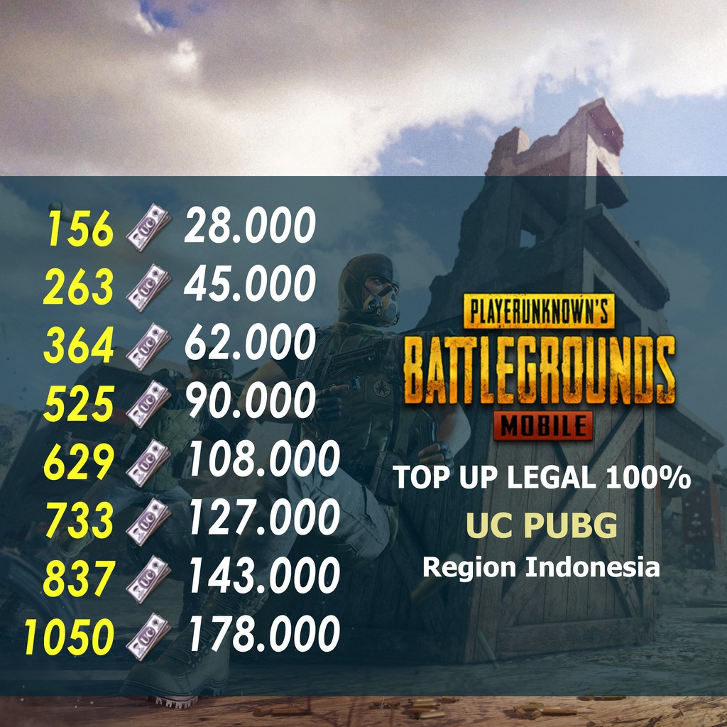 TOP UP UC PUBG MURAH & LEGAL VIA ID 100 AMAN (REGION INDO) Shopee