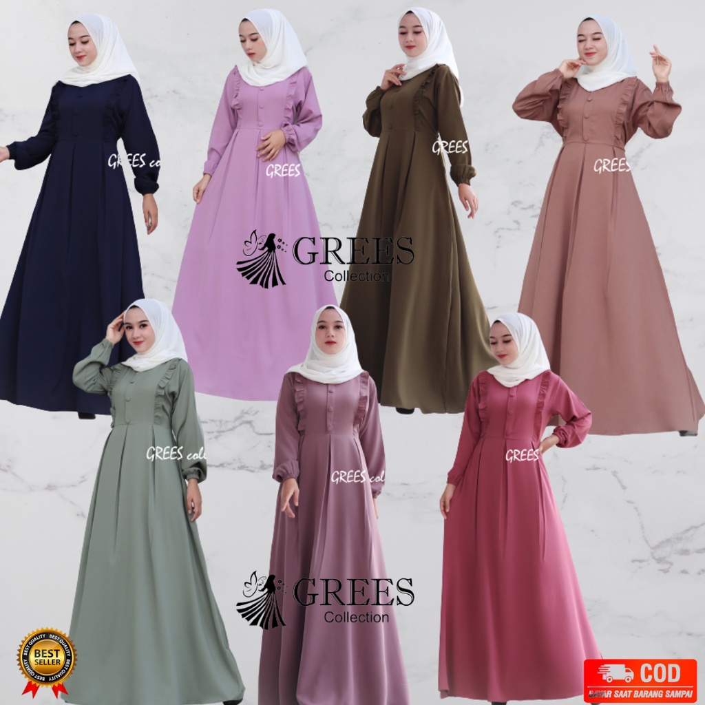 GREES Collection | Gamis Polos ItyCrepe | G20 | All Size | Dress | Simple | Gamis Jumbo | Atasan | O