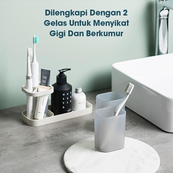 SS001 - SAMONO Set Tempat Gelas Sikat Gigi Plastik Serbaguna