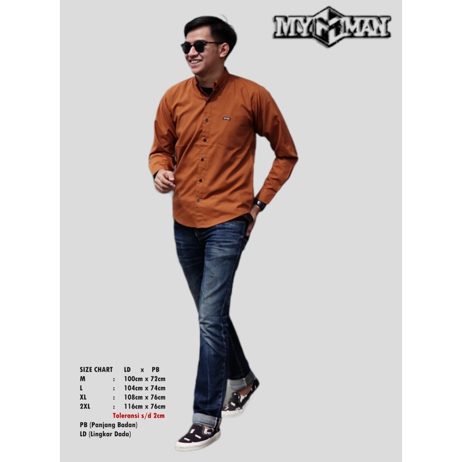 MY MAN Original Kemeja Polos lengan panjang kemeja pria warna teracota art seri MY530