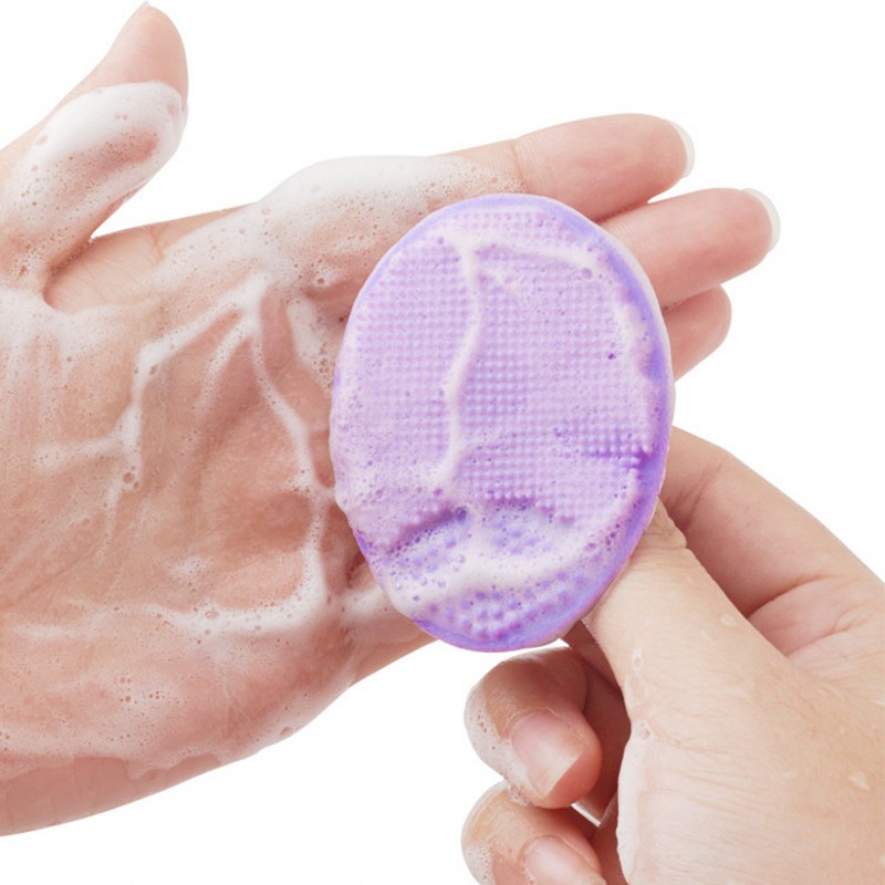 Brush Scrub Pembersih Wajah Bentuk Oval Bahan Silikon Untuk Perawatan Kulit