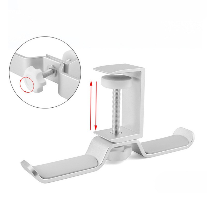 CRE  Headphone Holder Headset Bracket Hanger Metal Wall Clamp Hook Rotatable Double Earphone Stand Desktop Mount Aluminium Alloy