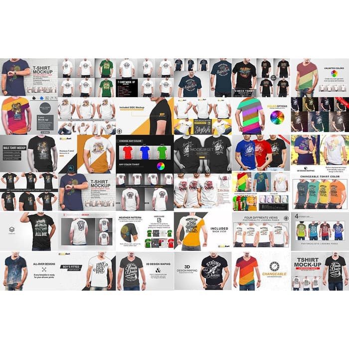 Download Koleksi Desain Mockup Baju Kaos Tshirt Keren Lengkap Shopee Indonesia PSD Mockup Templates