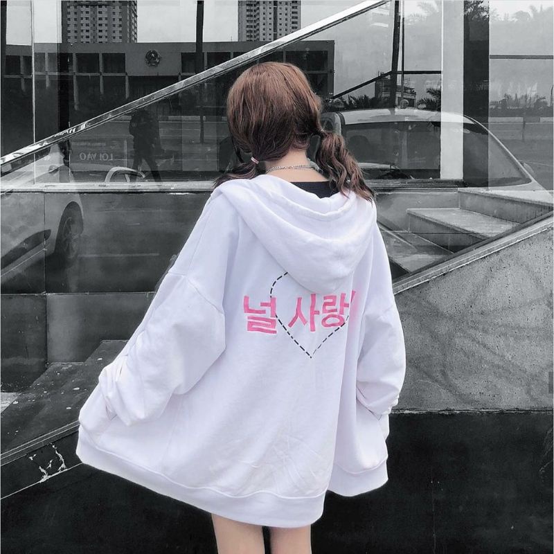 S - XXXXXL(6XL) Zip Hoodie Saranghae Love Heart MSC (SABLON) Jaket Jumper Hangeul Hangul Wanita Pria Jumbo BIGSIZE Oversize Korean Harajuku Fashion 5XL 4XL 3XL 2XL XL L M Jaketin aja