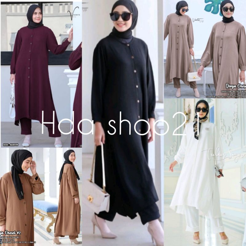 DIVYA SET CRINKLE PREMIUM LONG TUNIK POLOS / DIVYA SETELAN LONG TUNIK / DIVYA SET