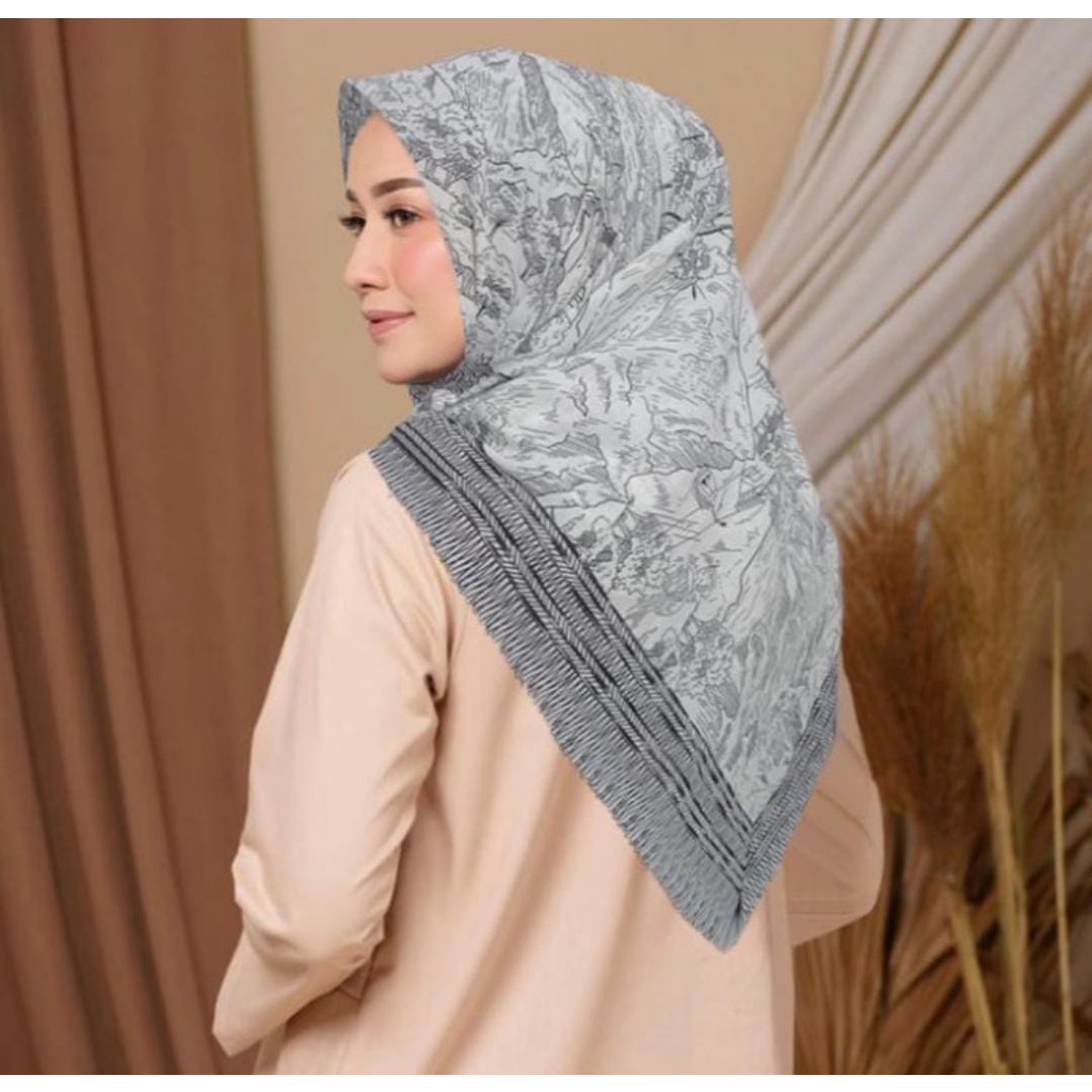 Terbaru !! Hijab Voal Segiempat Motif Scene  Series Kerudung Segiempat Motif Jilbab Instan Jilbab Voal