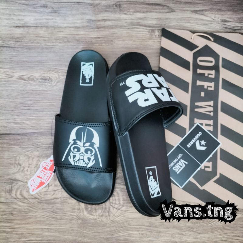 Sandal Slop Starwars Black Premium / Sandal Slide Vans Starwars Murah /Sendal Slop terlaris / Sandal Cowok Vans starwars