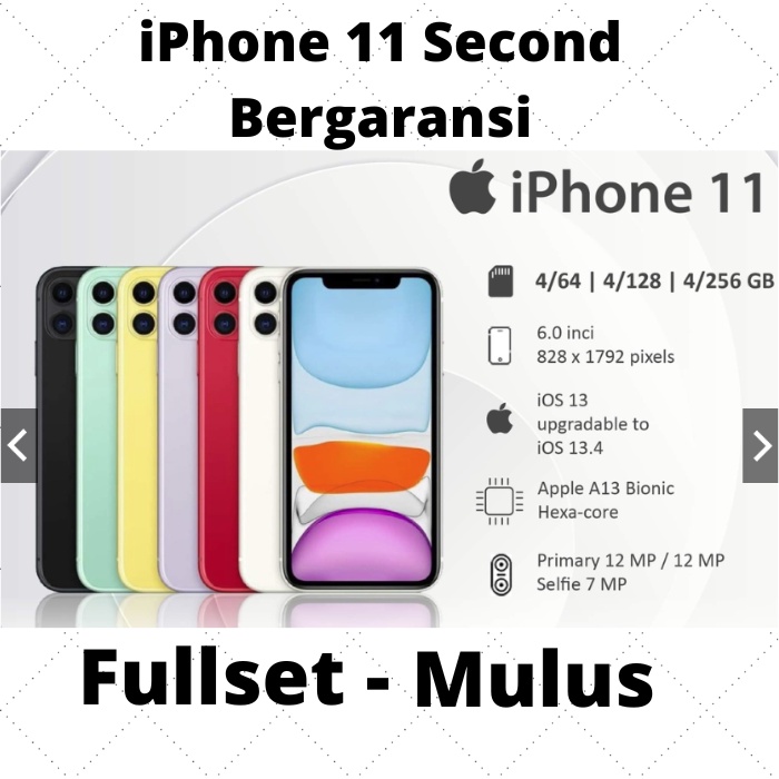 iphone 11 64GB/128GB/256GB Second ori original murah bergaransi white black yellow purple green red