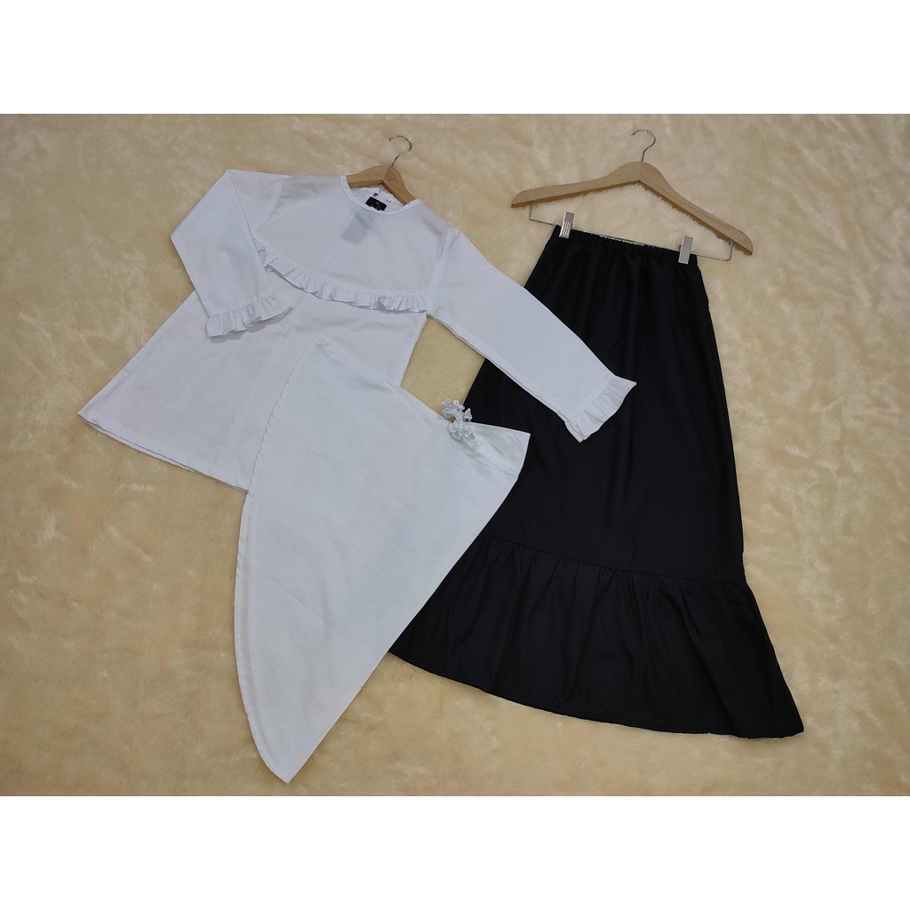 SETELAN BUSANA MUSLIM ANAK SD HITAM PUTIH | setelan putih hitam untuk anak sd | set busana muslim an