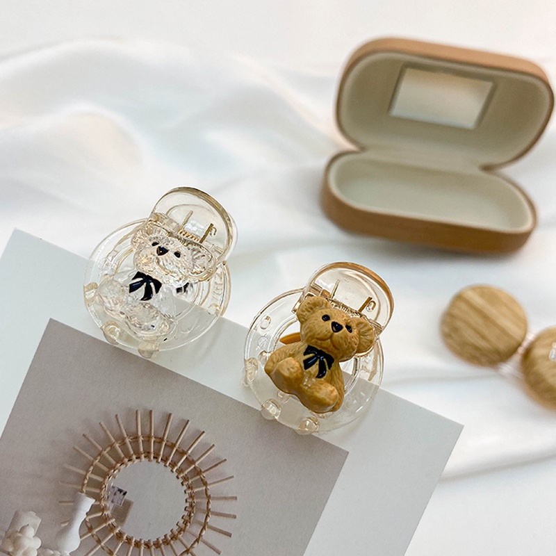 Magic789 Kids Cute Little Bear Small Acrylic Hair Claw Clips for Girls Bobby Pin Hair Styling Accessories