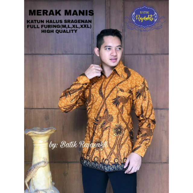 Batik Solo MERAK MANIS Kemeja Pria Katun Halus Sragenan Full Furing