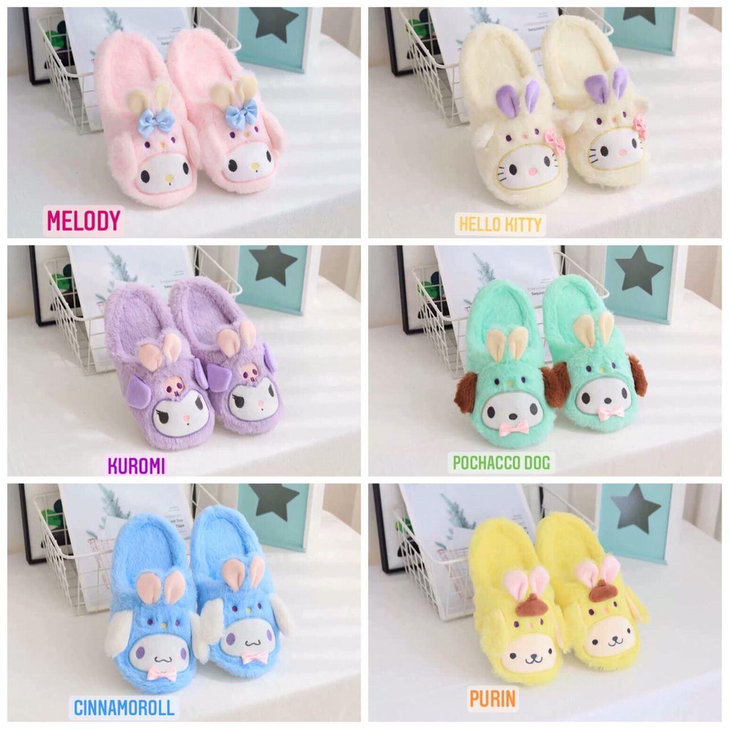 SANDAL KAMAR  MELODY HELLO KITTY POMPOM PURIN CINNAMOROLL KUROMI POCHACCO DOG  SEPATU