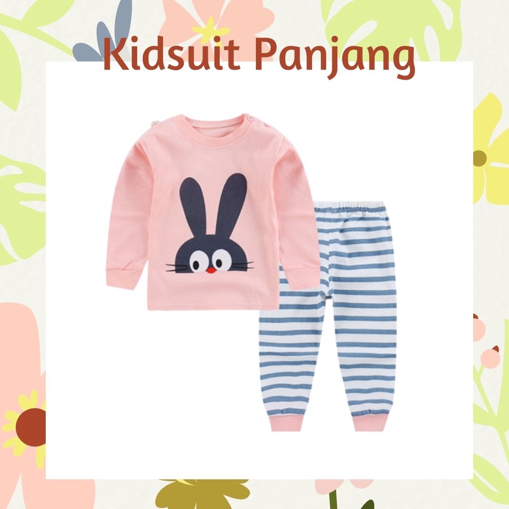 Plazababyku KIDS SUIT PIYAMA PANJANG Setelan Anak Bahan Kaos Celana Berkualitas Import cewek H1A